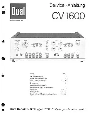 Kaufen Dual Service Manual Für CV 1600 Inclusiv Nachtrag  Copy • 11.50€