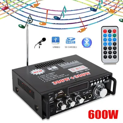 Kaufen 600W 12V Mini Bluetooth HiFi Stereo Verstärker Digital Audio Power Amplifier FM • 35€