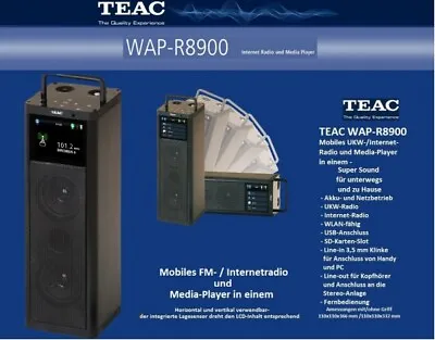 Kaufen TEAC WAP-R8900 Schwarz - Mobiles, WLAN-fähiges UKW- / Internet-Radio • 119€
