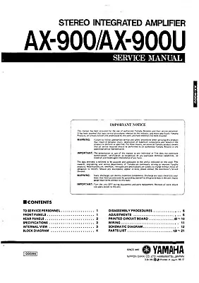 Kaufen Service Manual-Anleitung Für Yamaha AX-900  • 11.50€