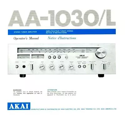 Kaufen Bedienungsanleitung-Operating Instructions Für Akai AA-1030  • 9€