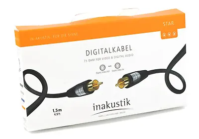Kaufen Inakustik Star Video Digitalkabel Cinch Kabel Vergoldet Koax RCA Sub 1,5m 594 • 7.45€