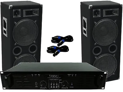 Kaufen 2300Watt Sound Anlage Musikanlage Verstärker Lautsprecher Kabel USB Bluetooth • 539€