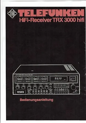 Kaufen Telefunken Bedienungsanleitung Für TRX 3000 Hifi In Deutsch  Copy • 12.85€