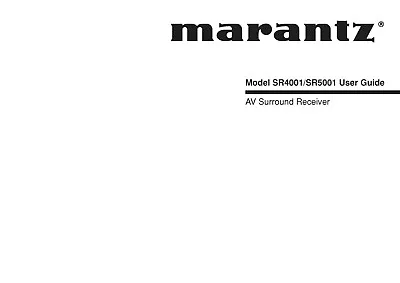 Kaufen Bedienungsanleitung-Operating Instructions Für Marantz SR-4001, SR-5001  • 12€
