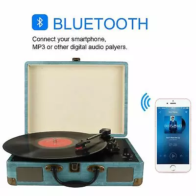 Kaufen 3-Gang-Portable -Bluetooth Plattenspieler Eingebauten Lautsprechern Bluetooth • 39.99€