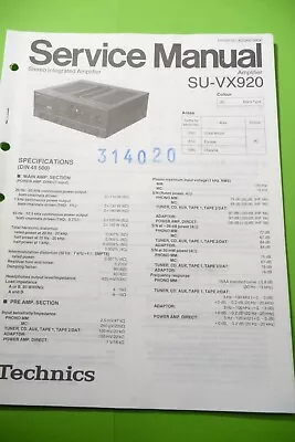 Kaufen Service Manual-Anleitung Für Technics SU-VX920  ,ORIGINAL ! • 18€