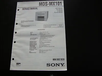 Kaufen Original Service Manual Schaltplan Sony MDS-MX101 • 11.50€