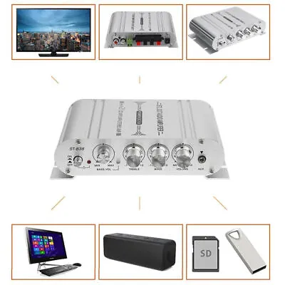 Kaufen 400W Aluminum Hifi Verstärker Stereo 2.1 Kanal Endstufe Auto Amplifier MP3 DVD • 16.59€