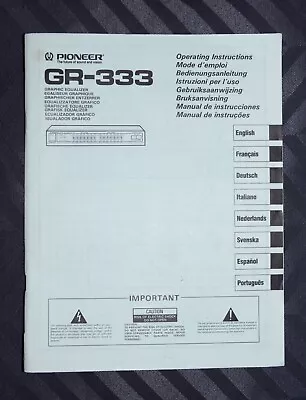 Kaufen Pioneer GR-333 Stereo Grafik Equalizer Bedienungsanleitung EQ BENUTZERHANDBUCH • 6.90€