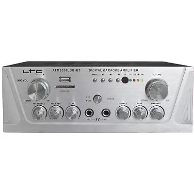 Kaufen LTC ATM2000USB-BT HiFi-Karaoke-Verstärker 100W RMS 2x Mikrofon-Anschluss TV DJ • 71.95€