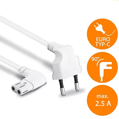 Kaufen Euro Winkel Netzkabel Stecker Auf IEC-Buchse C7 90° Stromkabel Netzstecker Weiß • 2.20€