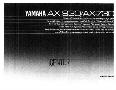 Kaufen Yamaha AX-930/AX-730 Stereo-Verstärker - Bedienungsanleitung - BENUTZERHANDBUCH  • 6.85€