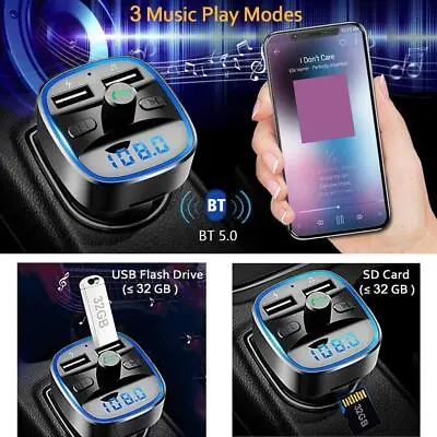 Kaufen Car FM Transmitter Wireless Bluetooth 5.0 MP3 Player Radio 2 USB Charger Adapter • 1€