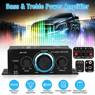 Kaufen 400 Watt 2 Kanal Autoverstärker Leistungsstarke Stereo Audio Endstufe HiFi Bass • 18.06€