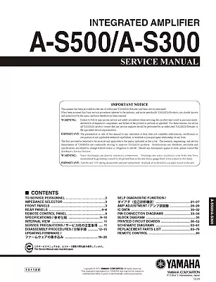 Kaufen Service Manual-Anleitung Für Yamaha A-S500 ,A-S300  • 17€
