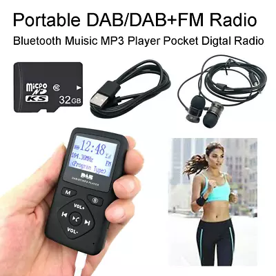 Kaufen Mini Digital Audio DAB+ FM Radio Mit Kopfhörer Bluetooth MP3 Player Tragbare • 28.55€