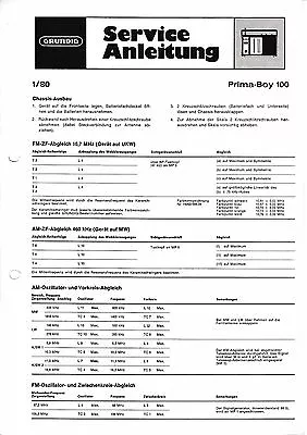 Kaufen Service Manual-Anleitung Für Grundig Prima Boy 100  • 5.50€