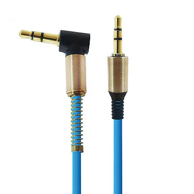 Kaufen 3,5mm Klinke AUX Kabel 90 Grad Winkel 1m Blau Stereo Für Handy Musik Audio Sound • 4.89€