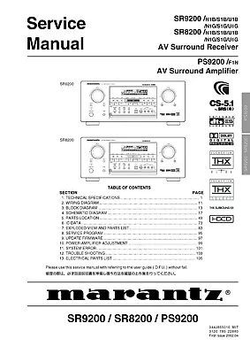 Kaufen Service Manual-Anleitung Für Marantz PS-9200,SR-8200,SR-9200  • 18€