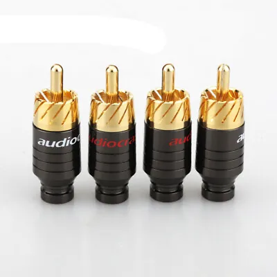 Kaufen 4x Vergoldet RCA Cinch Adapter Stecker HiFi Audio Signal RCA Kabel Verbinder • 8.33€