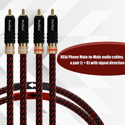 Kaufen PAAR Reines Kupfer Audio RCA Interconnect Cable Vergoldet Stecker Cinch Kabel • 13.09€