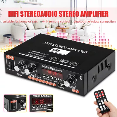 Kaufen 2CH LCD Display HIFI Audio Bluetooth Stereo Endstufe FM Radio Auto Home Fernbedi • 35.99€