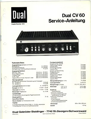 Kaufen Dual Service Manual Verstärker DUAL  CV 60 • 8.50€