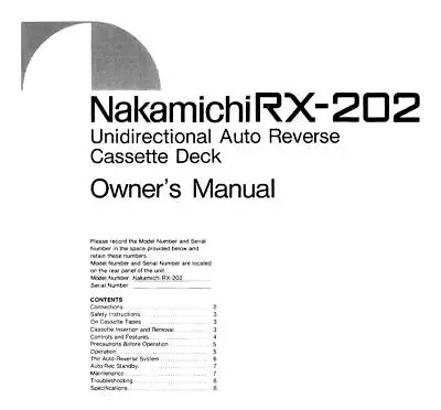 Kaufen Bedienungsanleitung-Operating Instructions Für Nakamichi RX-202  • 7€
