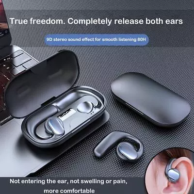 Kaufen  Kabelloser Ohrclip Knochenleitung Kopfhörer Bluetooth Mikro Rauschunterdrückung E9H4 • 15.41€