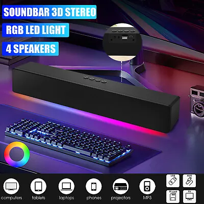 Kaufen Soundbar Wireless Bluetooth Subwoofer 4 Lautsprechersystem Surround TV Heimkino • 26.99€