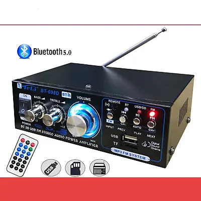Kaufen Verstärker Audio Bluetooth 5.0 Stereo Mp3 Fm Radio Hi-Fi USB Aux Bass Treble • 29.16€
