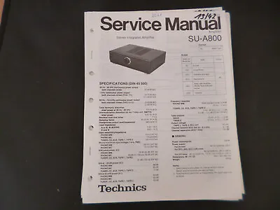 Kaufen Original Service Manual Schaltplan  Technics SU-A800 • 12.50€