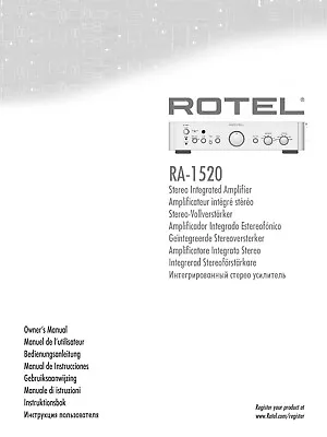 Kaufen Bedienungsanleitung-Operating Instructions Für Rotel RA-1520  • 13€