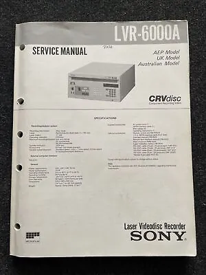 Kaufen SONY LVR-6000A Laserdisc Recorder Service Manual - Very Rare • 79€