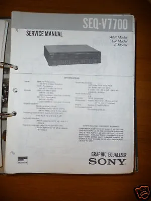 Kaufen Service Manual Sony SEQ-V7700 Equalizer,ORIGINAL • 11€