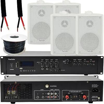 Kaufen 400W LAUT Outdoor Bluetooth System 4x Weiß Lautsprecher Wetterfest Garten Musik • 485.79€