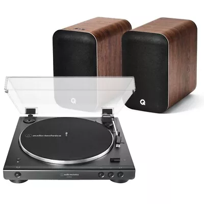 Kaufen Audio-Technica Bluetooth LP60XBT Plattenspieler + Q Acoustics M20 Nussbaum Lautsprecher Set • 587.26€