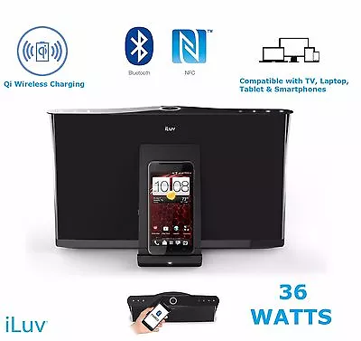 Kaufen ILuv 36W Bluetooth NFC Lautsprecher Dock + Wireless Qi Ladegerät Pad Neueste Smartphones • 24.32€