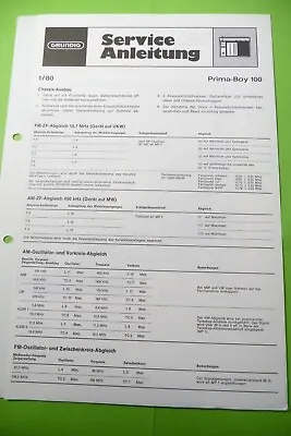 Kaufen Service Manual-Anleitung Für Grundig Prima Boy 100  ,ORIGINAL ! • 10€
