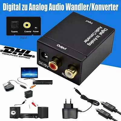 Kaufen Digital Optisch Toslink Koaxial Auf Analog L/R Audio Konverter Adapter Kabel RCA • 14.99€