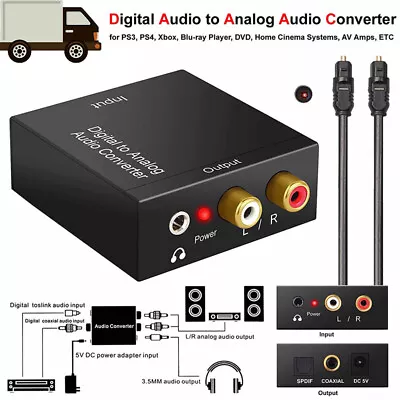 Kaufen Optical Coax Toslink Digital To Analog Converter RCA L/R Stereo Audio Adapte WR • 6.56€