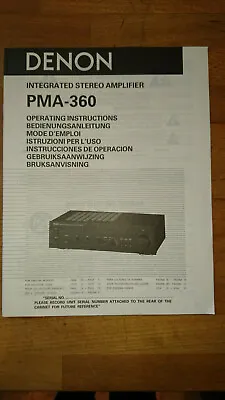 Kaufen Denon PMA-360  Bedienungsanleitung Operating Instuctions Manual • 2€