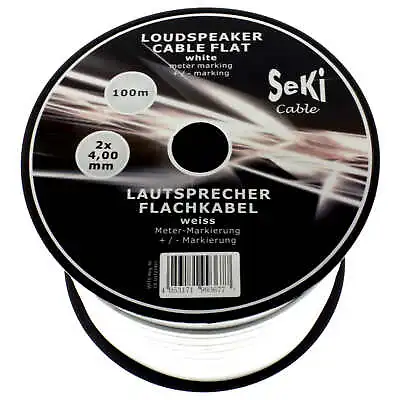 Kaufen Lautsprecherkabel FLACH 2x4,0mm² - Weiss - 100m Spule - CCA - Audiokabel - Boxen • 81.90€