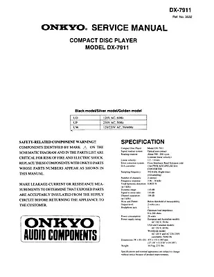 Kaufen Service Manual-Anleitung Für Onkyo DX-7911  • 10€