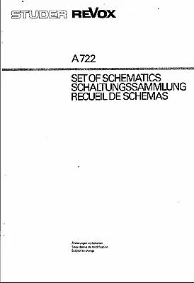 Kaufen Revox A 722 Service Set Of Schematics Schaltungssammlung Copy • 12.50€
