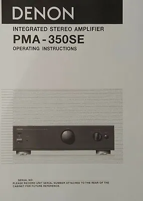 Kaufen Denon PMA-350SE - Stereo Integrierter Verstärker Bedienungsanleitung - HANDBUCH  • 9.44€