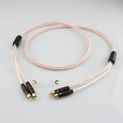 Kaufen 8TC 7N OCC Reines Kupfer Dual RCA HIFI Audio Phono Cinch Kabel Mit Erdungsdraht • 53.55€