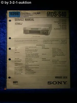 Kaufen Sony Service Manual MDS S40 Mini Disc Deck (#6296) • 15.99€