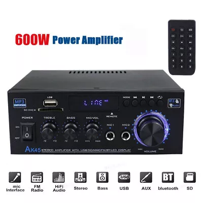 Kaufen Bluetooth Verstärker Vollverstärker HiFi Power Audio 2 Kanal Stereo Amplifier FM • 35.98€